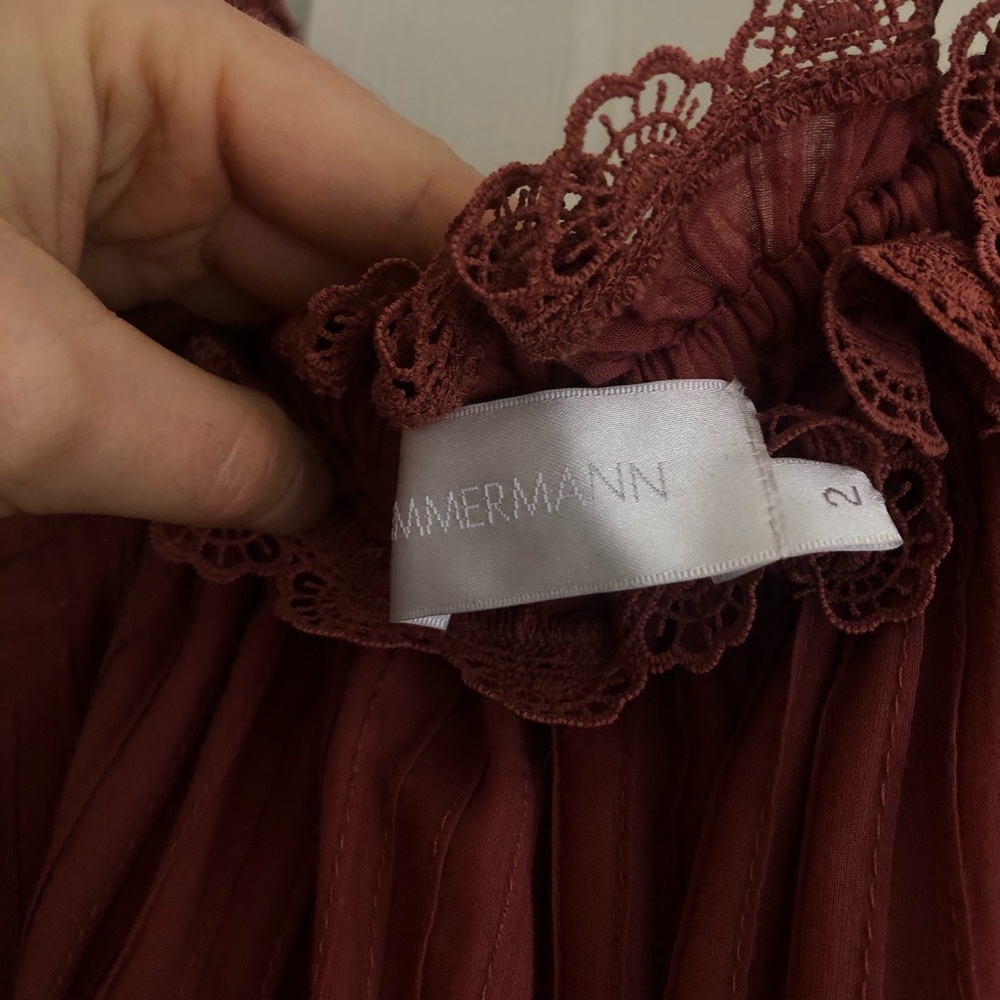 Zimmermann Ruffled Lace Mini Dress in Rust - Picture 5 of 8